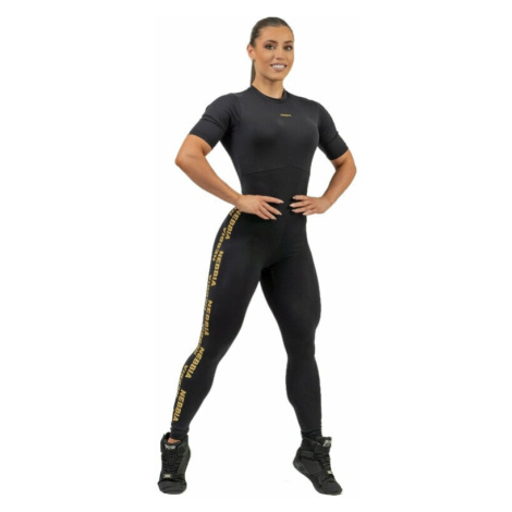 Nebbia Workout Jumpsuit INTENSE Focus Black/Gold Fitness nohavice