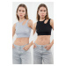 Trendyol Black-gray melange 2-Pack Cut Out Detailed Fitted Crop Ribbed Flexible Knitted Undershi