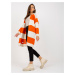 Dlhší voľný pletený kardigan - oranžová-smotanová -TW-SW-BI-M3022.29X-orange.ecru