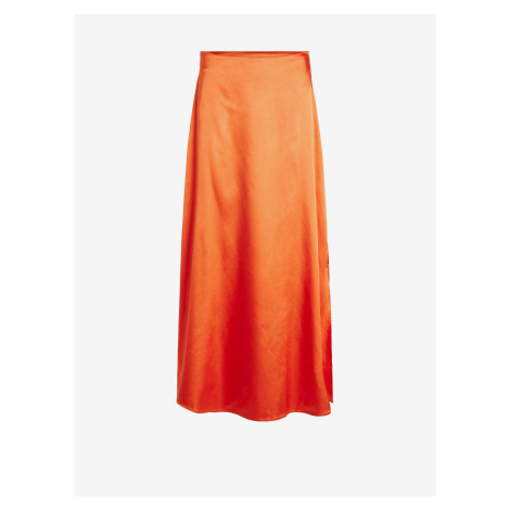 Orange ladies satin maxi skirt VILA Ella - Ladies