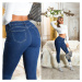 Sexi Push-Up džínsy s vysokým pásom a detailmi vreciek denimblue 44