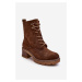 Women's lace-up shoes on a low heel brown Adinail