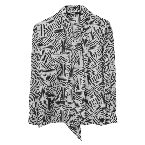 Košeľa Karl Lagerfeld Printed Silk Shirt W/ Bow Biela