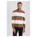 DEFACTO Standard Fit Striped Stand Collar Sweater