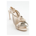 LuviShoes Pares Women's Beige Satin Heeled Shoes
