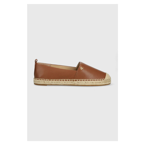 Kožené espadrilky Lauren Ralph Lauren Cameryn IV hnedá farba, 802905000000