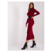 Burgundy fitted dress with long sleeves