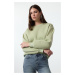 Trendyol Lilac Thick Fleece Inside Regular/Normal Fit Crew Neck Basic Knitted Sweatshirt