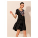 Bigdart 2429 Embroidered Knitted Dress - Black