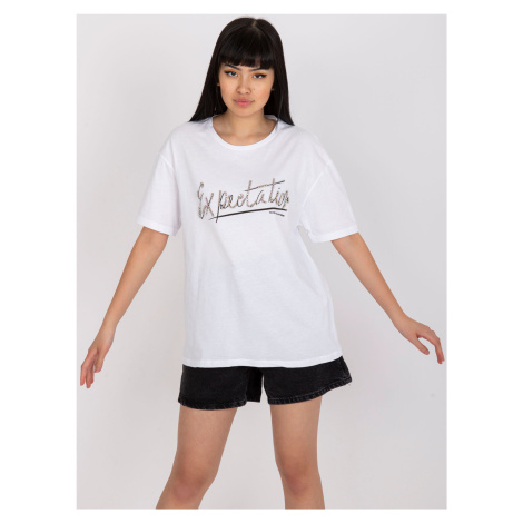 White T-shirt with appliqué and round neckline