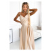 CHIARA - Elegantné zlaté dámske saténové maxi šaty na ramienkach 299-8