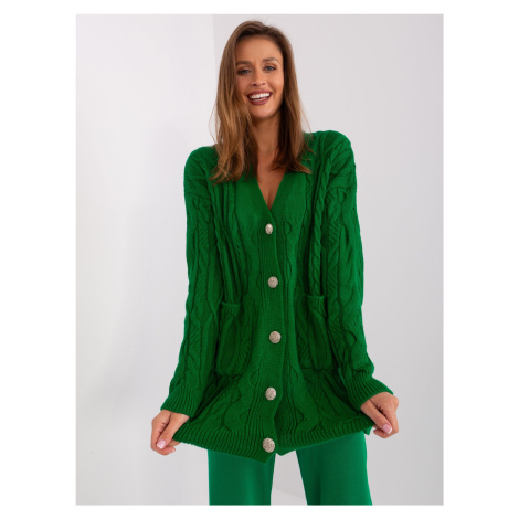 Green cardigan with cables