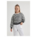 DEFACTO Girl Relax Fit Striped Crew Neck Sweatshirt