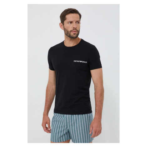 Tričko Emporio Armani Underwear 2-pak čierna farba, s potlačou
