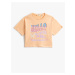 Koton Short Sleeve Crew Neck T-Shirt with a Slogan Theme with Print