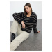 Trendyol Black Soft Texture Basic Striped Knitwear Sweater