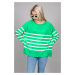 Madmext Green Crewneck Striped Knitwear Women's Sweater