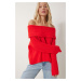 Happiness İstanbul Women's Red Madonna Collar Knitwear Sweater