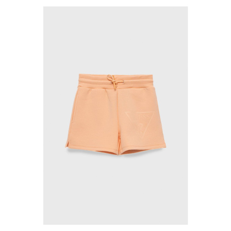 Detské krátke nohavice Guess oranžová farba, jednofarebné, nastaviteľný pás