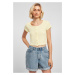 Women's T-shirt with buttons and ribs in soft yellow color