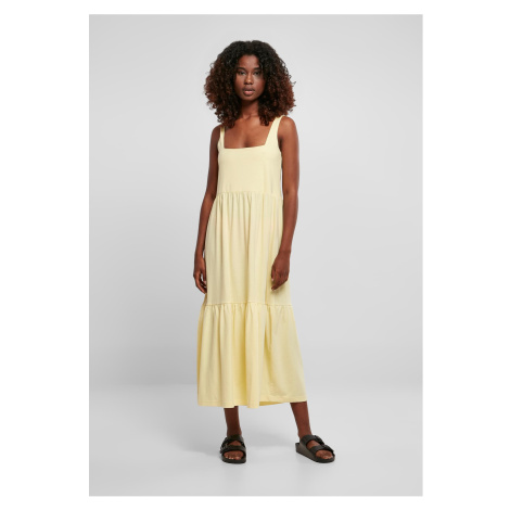 Women's summer dress with 7/8 length Valance - soft yellow Urban Classics