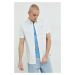 Bavlnená košeľa Tommy Jeans pánska, biela farba, regular, s klasickým golierom