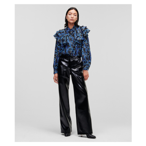 Košeľa Karl Lagerfeld Orchid Print Silk Shirt Modrá