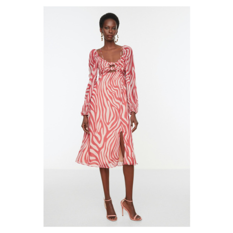 Trendyol Multicolored Chiffon Knot Chiffon Evening Dress