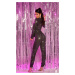 Sexy Party wrap look longsleeve jumpsuit blacksilver