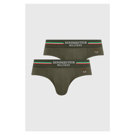 Slipy Aeronautica Militare (2-pack) pánske, zelená farba, AM1USL001