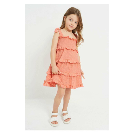 Dievčenské šaty Mayoral oranžová farba, mini, rovný strih