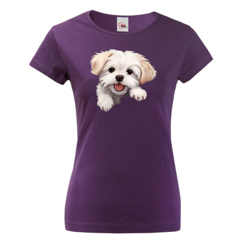 Dámské tričko s potlačou Maltézsky psík - vtipné tričko
