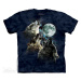 Pánske batikované tričko The Mountain - Three Wolf Moon In Blue - modrá