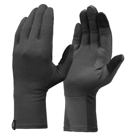 Spodné rukavice mt500 z vlny merino na treking v horách sivé FORCLAZ