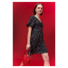 DEFACTO Cool Polka Dot V Neck Short Sleeve Mini Dress