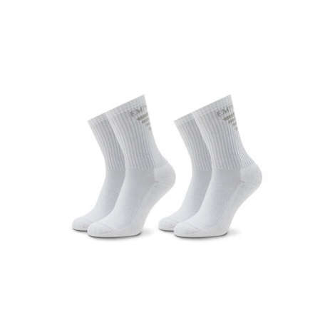 Emporio Armani Súprava 2 párov vysokých dámskych ponožiek 292303 2F258 00010 Biela