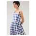 Šaty Woolrich Check Voile Dress Blue Buffalo