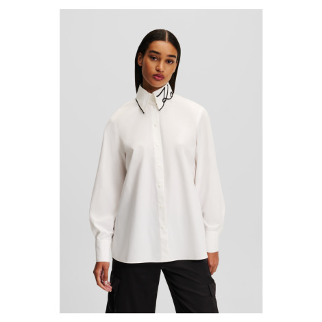 Košeľa Karl Lagerfeld Signature Collar Poplin Shirt White