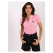 Pink polo blouse with embroidery