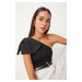 Happiness İstanbul Women's Black Bow One Shoulder Knitwear Blouse