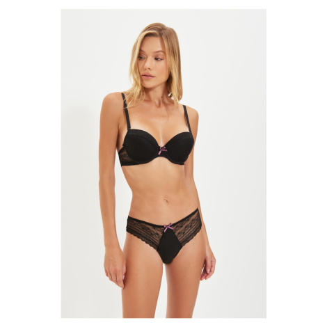 Trendyol Black Lace Push Up Covered Bottom-Top Set