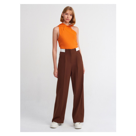 Dilvin 71219 Classic Trousers with Curled Belt-brown