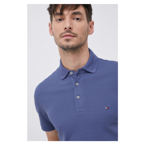 Polo tričko Tommy Hilfiger pánske,fialová farba,jednofarebné,MW0MW17771