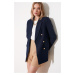 Trendyol Navy Blue Oversize Lined Double Breasted Closure Woven Blazer Jacket