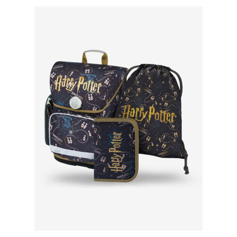 Modrý školský set Ergo - aktovka, peračník, sáčok Baagl Harry Potter Póbertov Plánok