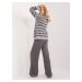 Women's grey ensemble with ribbed sweater