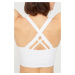 LOS OJOS White Lightly Supported Back Detail Covered Sports Bra.
