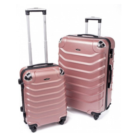 Ružová  sada 2 škrupinových kufrov &quot;Premium&quot; - veľ. M + XL