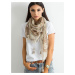 Scarf with fringe and beige print
