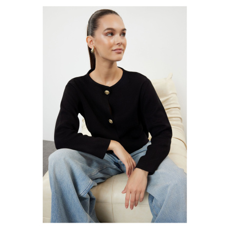 Trendyol Black Crew Neck Knitwear Cardigan